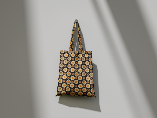 Sri Lanka Heritage Zipper Tote, Inspired by Tooth Relic Temple Art