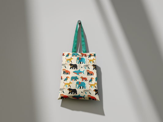 Wild India Tote Bag, All-Over Animal Print Design