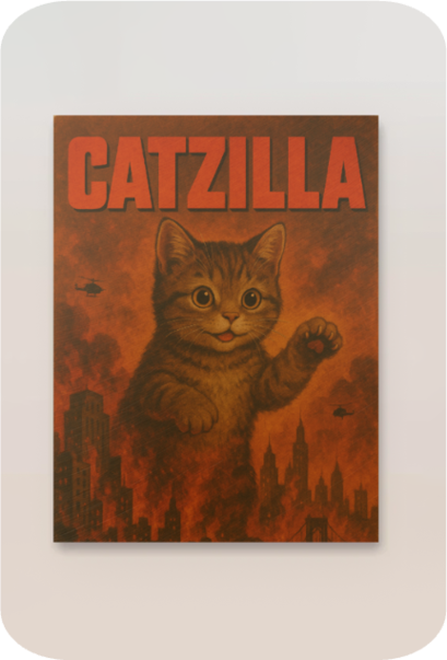 Catzilla – Cute & Unstoppable | Metal Poster (A4 Size) – Stashkart Store