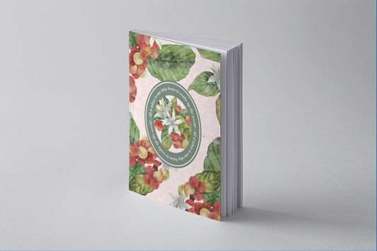 Coffee Plant Notebook, Watercolor Branch with Beans & Flowers