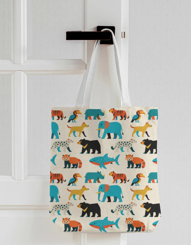Wild India Tote Bag, All-Over Animal Print Design